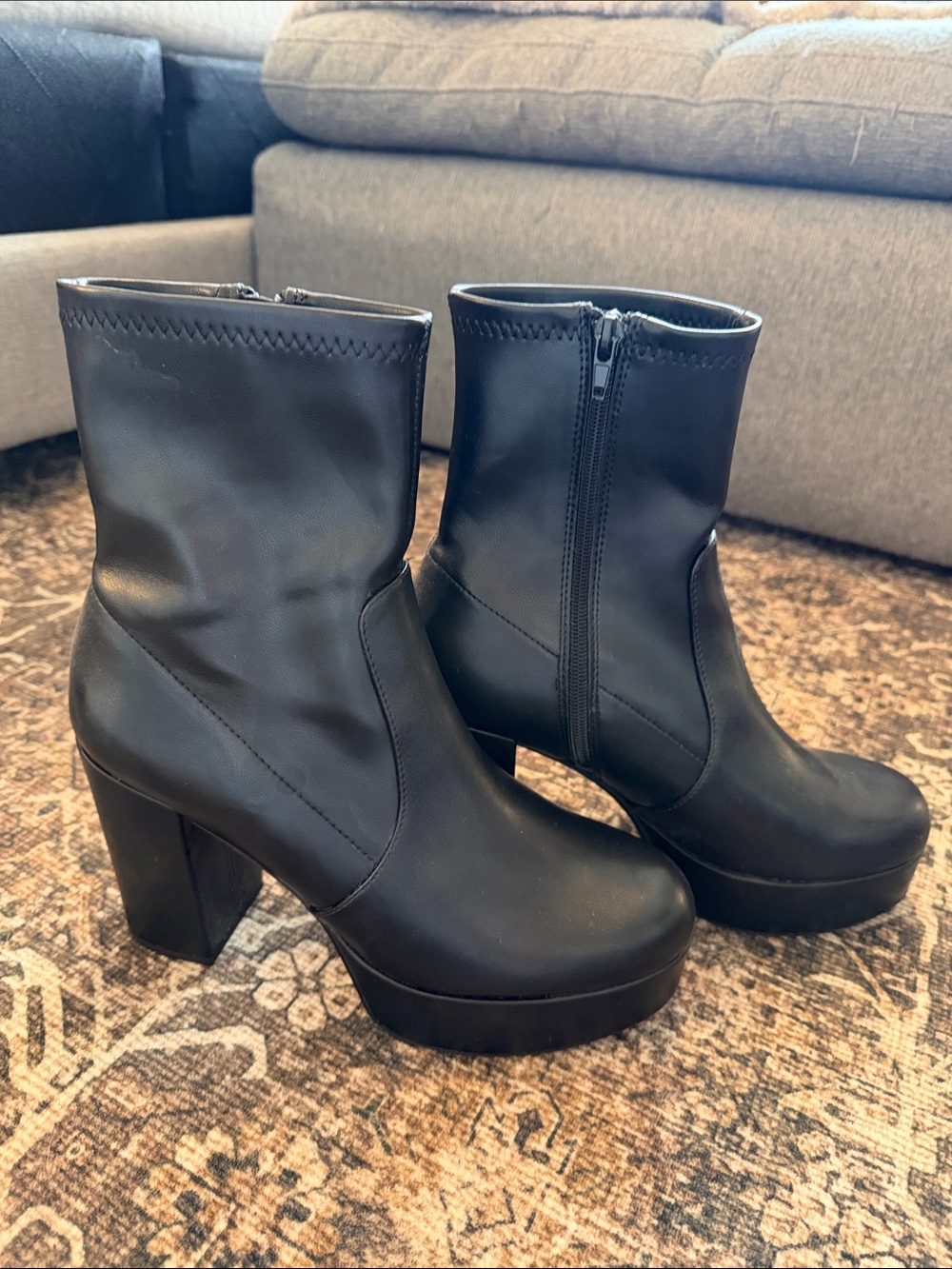 Madden Girl Black Platform Ankle Boots